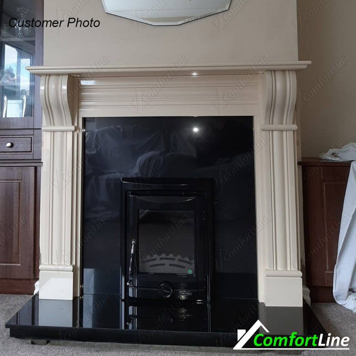 Dublin Corbel Fireplace with Inset Stove 5kw, Fitted Comfortline Ireland
